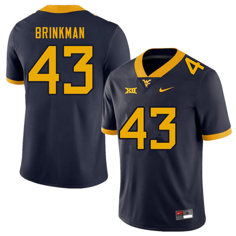 NCAA Men's Austin Brinkman West Virginia Mountaineers Navy #43 Nike Stitched Football College Authentic Jersey IH23F43WP